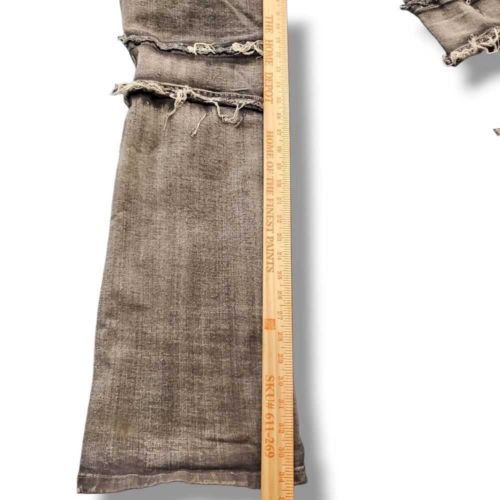 Bezalel Denim Distressed Flared Jeans Gray Washed Ripped Bell Bottom Size 36x34 - Picture 15 of 15